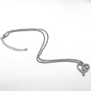 I Love You Mom Heart Necklace Made With Swarovski Crystal Silver Overlay New